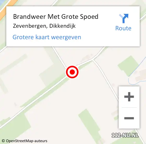 Locatie op kaart van de 112 melding: Brandweer Met Grote Spoed Naar Zevenbergen, Dikkendijk op 7 april 2019 11:45