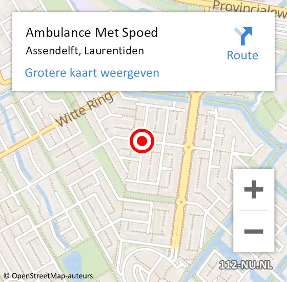 Locatie op kaart van de 112 melding: Ambulance Met Spoed Naar Assendelft, Laurentiden op 7 april 2019 11:56