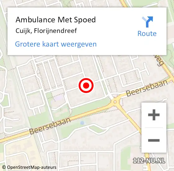 Locatie op kaart van de 112 melding: Ambulance Met Spoed Naar Cuijk, Florijnendreef op 7 april 2019 12:15