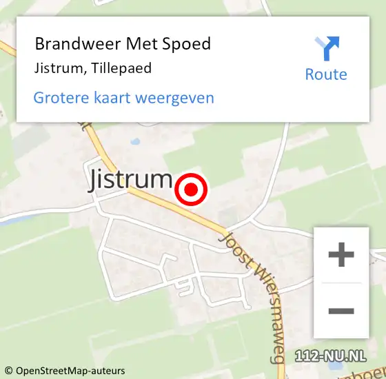 Locatie op kaart van de 112 melding: Brandweer Met Spoed Naar Jistrum, Tillepaed op 7 april 2019 12:25