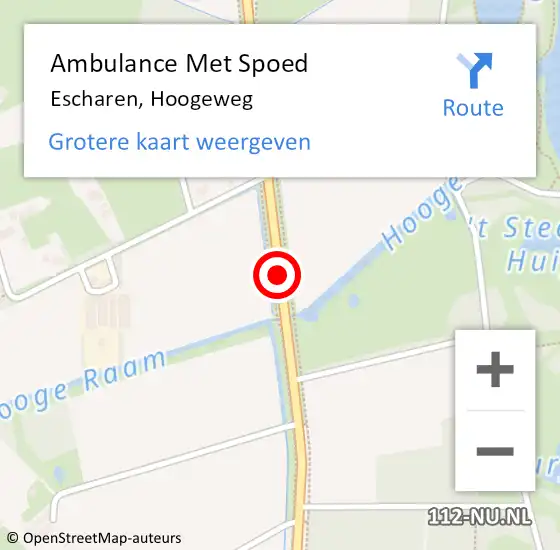 Locatie op kaart van de 112 melding: Ambulance Met Spoed Naar Escharen, Hoogeweg op 7 april 2019 12:42