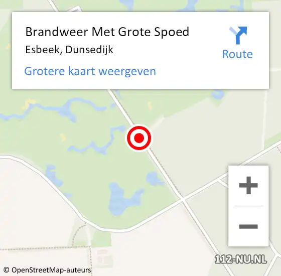 Locatie op kaart van de 112 melding: Brandweer Met Grote Spoed Naar Esbeek, Dunsedijk op 7 april 2019 13:09