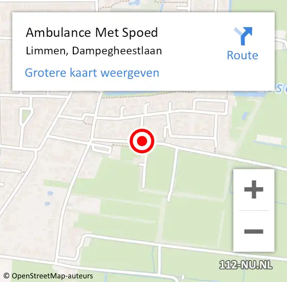 Locatie op kaart van de 112 melding: Ambulance Met Spoed Naar Limmen, Dampegheestlaan op 7 april 2019 13:21