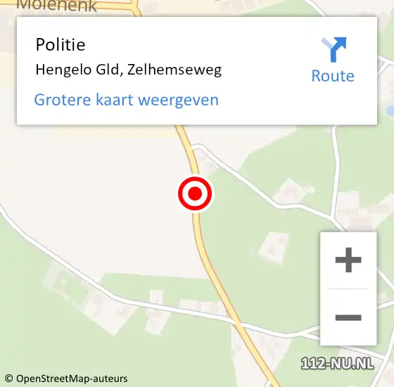 Locatie op kaart van de 112 melding: Politie Hengelo Gld, Zelhemseweg op 7 april 2019 13:59