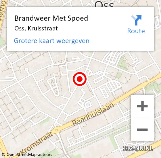 Locatie op kaart van de 112 melding: Brandweer Met Spoed Naar Oss, Kruisstraat op 7 april 2019 14:09