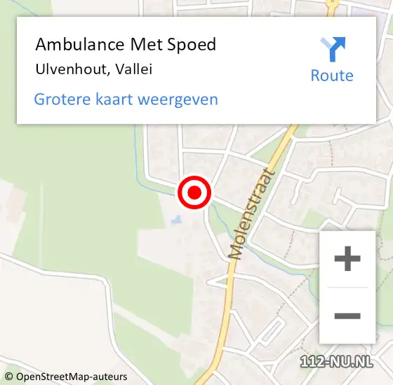 Locatie op kaart van de 112 melding: Ambulance Met Spoed Naar Ulvenhout, Vallei op 7 april 2019 14:16