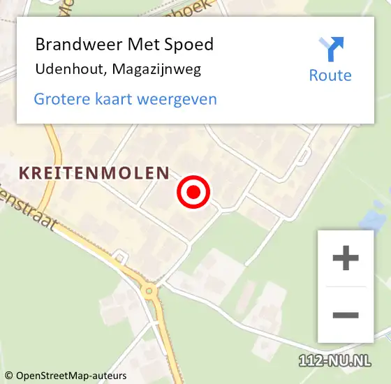 Locatie op kaart van de 112 melding: Brandweer Met Spoed Naar Udenhout, Magazijnweg op 7 april 2019 14:59