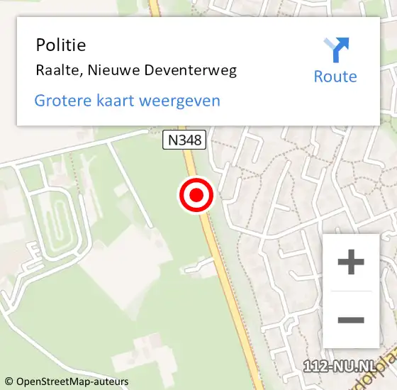 Locatie op kaart van de 112 melding: Politie Raalte, Nieuwe Deventerweg op 7 april 2019 16:05