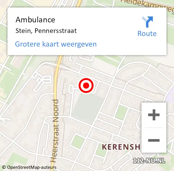 Locatie op kaart van de 112 melding: Ambulance Stein, Pennersstraat op 28 maart 2014 15:57