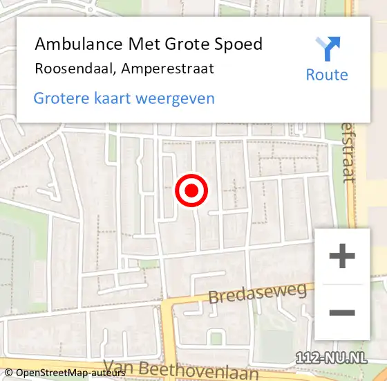 Locatie op kaart van de 112 melding: Ambulance Met Grote Spoed Naar Roosendaal, Amperestraat op 7 april 2019 16:52