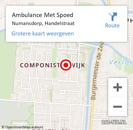 Locatie op kaart van de 112 melding: Ambulance Met Spoed Naar Numansdorp, Handelstraat op 7 april 2019 18:47