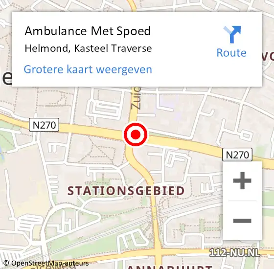 Locatie op kaart van de 112 melding: Ambulance Met Spoed Naar Helmond, Kasteel Traverse op 7 april 2019 18:49