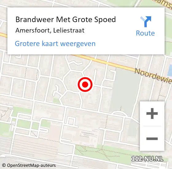 Locatie op kaart van de 112 melding: Brandweer Met Grote Spoed Naar Amersfoort, Leliestraat op 7 april 2019 18:57