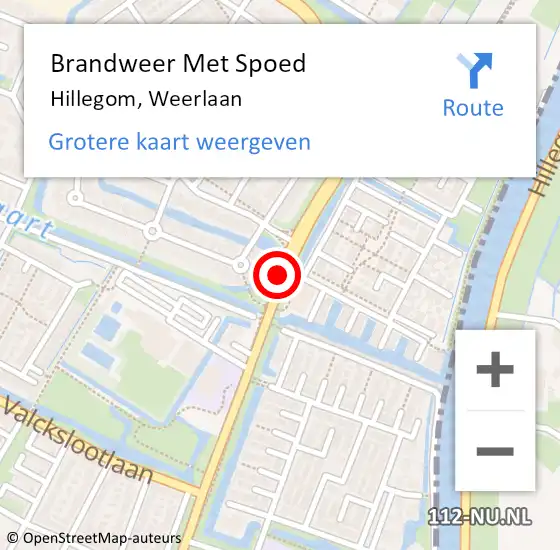 Locatie op kaart van de 112 melding: Brandweer Met Spoed Naar Hillegom, Weerlaan op 7 april 2019 19:43