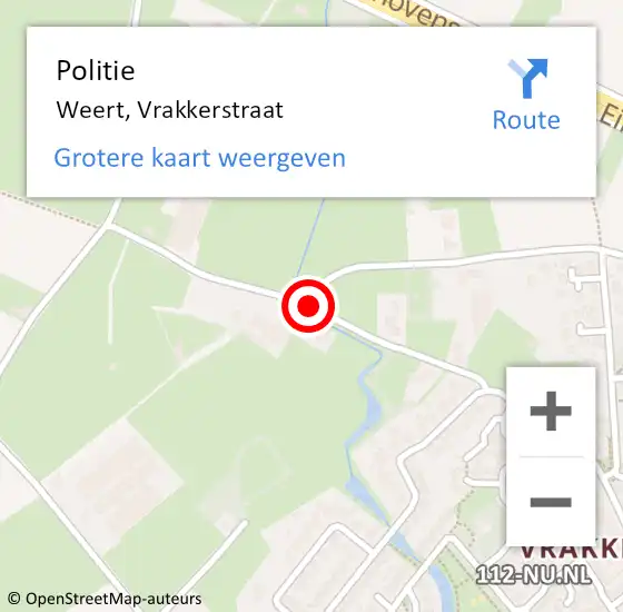 Locatie op kaart van de 112 melding: Politie Weert, Vrakkerstraat op 7 april 2019 23:26