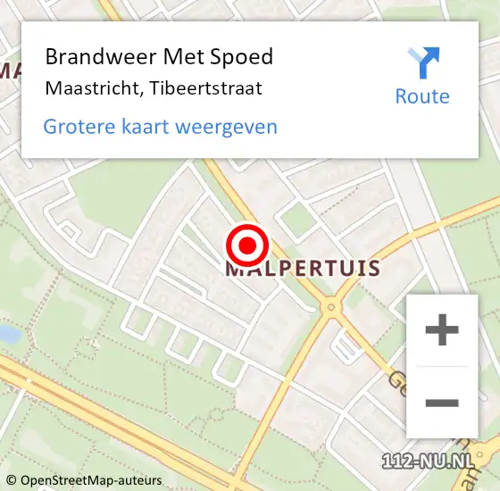 Locatie op kaart van de 112 melding: Brandweer Met Spoed Naar Maastricht, Tibeertstraat op 8 april 2019 00:28