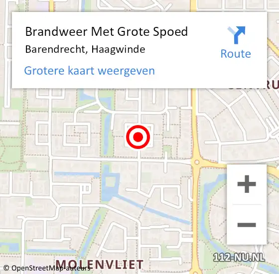 Locatie op kaart van de 112 melding: Brandweer Met Grote Spoed Naar Barendrecht, Haagwinde op 8 april 2019 01:11