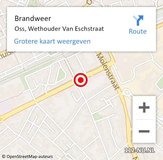 Locatie op kaart van de 112 melding: Brandweer Oss, Wethouder Van Eschstraat op 8 april 2019 01:38