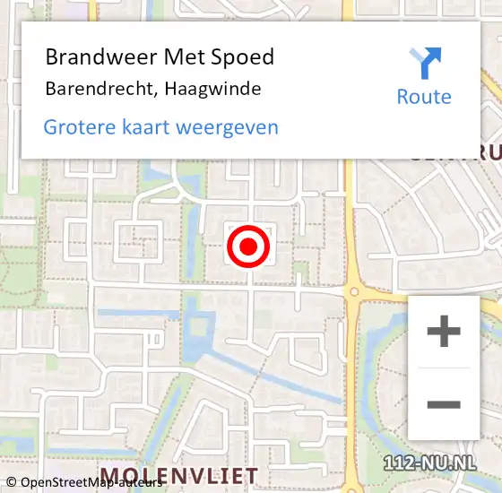 Locatie op kaart van de 112 melding: Brandweer Met Spoed Naar Barendrecht, Haagwinde op 8 april 2019 01:57