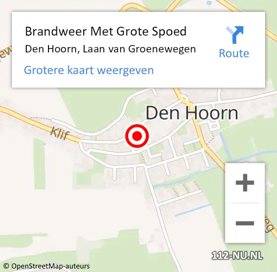 Locatie op kaart van de 112 melding: Brandweer Met Grote Spoed Naar Den Hoorn, Laan van Groenewegen op 8 april 2019 02:59