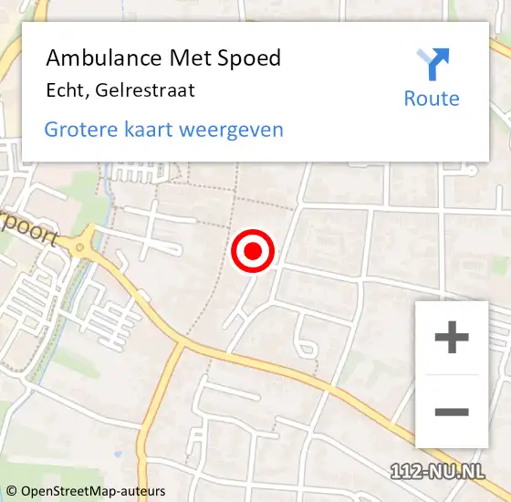 Locatie op kaart van de 112 melding: Ambulance Met Spoed Naar Echt, Gelrestraat op 8 april 2019 04:32