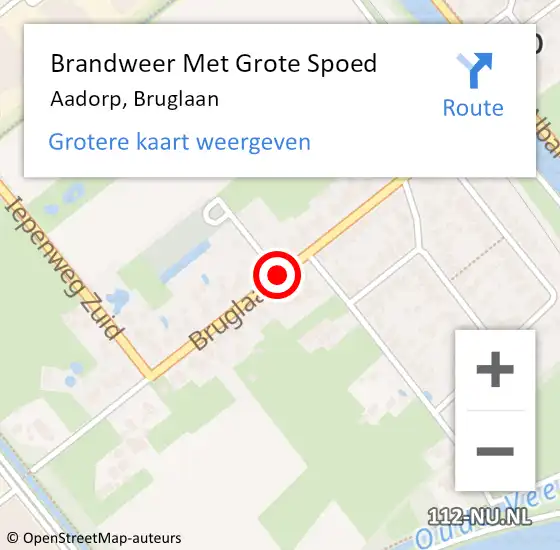 Locatie op kaart van de 112 melding: Brandweer Met Grote Spoed Naar Aadorp, Bruglaan op 28 maart 2014 16:42