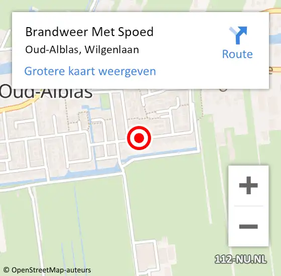 Locatie op kaart van de 112 melding: Brandweer Met Spoed Naar Oud-Alblas, Wilgenlaan op 8 april 2019 07:54