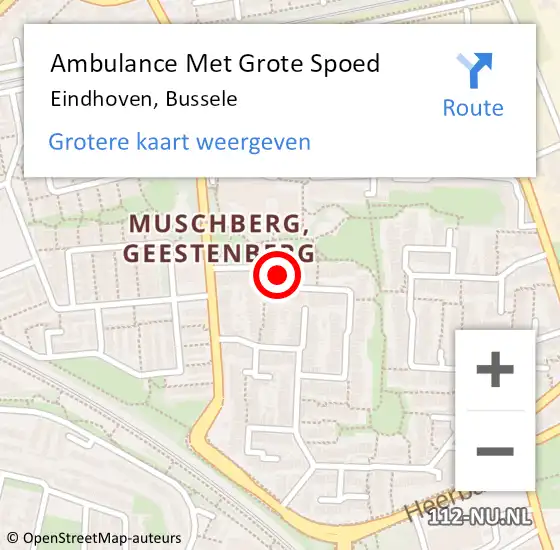 Locatie op kaart van de 112 melding: Ambulance Met Grote Spoed Naar Eindhoven, Bussele op 8 april 2019 08:05