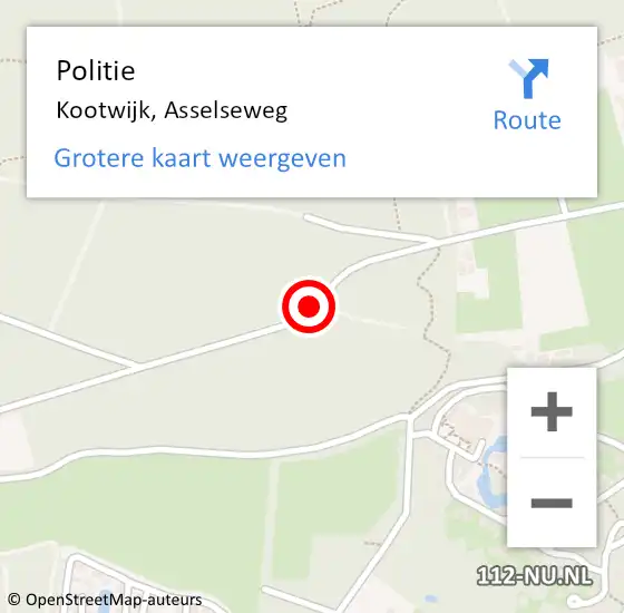 Locatie op kaart van de 112 melding: Politie Kootwijk, Asselseweg op 8 april 2019 08:06
