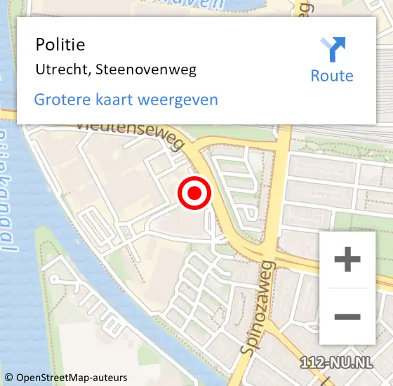 Locatie op kaart van de 112 melding: Politie Utrecht, Steenovenweg op 8 april 2019 08:28