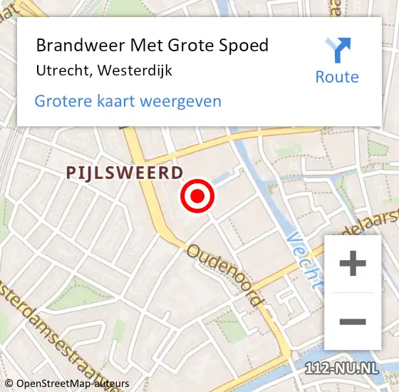 Locatie op kaart van de 112 melding: Brandweer Met Grote Spoed Naar Utrecht, Westerdijk op 8 april 2019 08:57