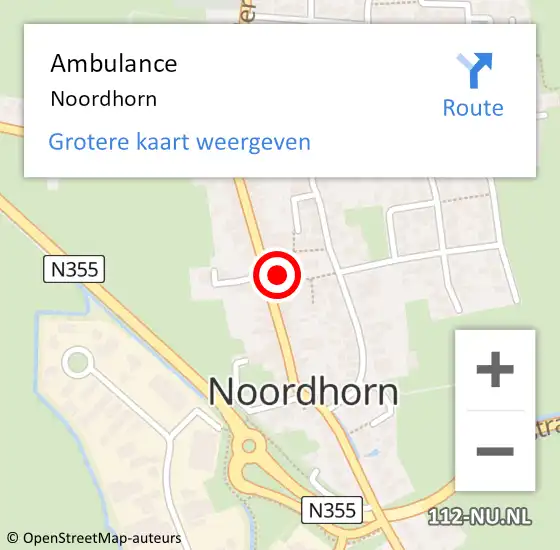 Locatie op kaart van de 112 melding: Ambulance Noordhorn op 8 april 2019 09:10