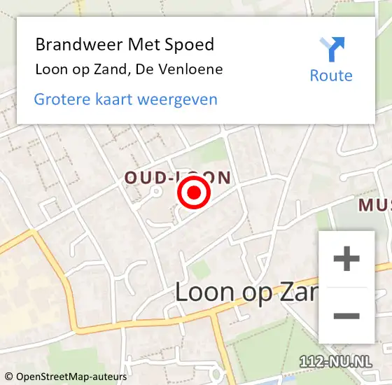 Locatie op kaart van de 112 melding: Brandweer Met Spoed Naar Loon op Zand, De Venloene op 8 april 2019 09:58