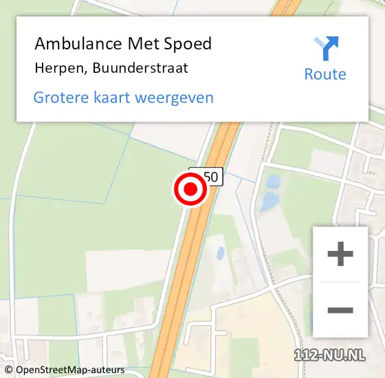 Locatie op kaart van de 112 melding: Ambulance Met Spoed Naar Herpen, Buunderstraat op 8 april 2019 10:38