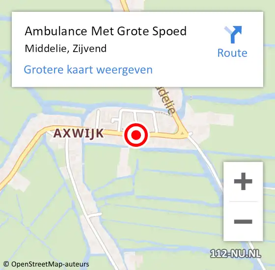 Locatie op kaart van de 112 melding: Ambulance Met Grote Spoed Naar Middelie, Zijvend op 8 april 2019 10:54