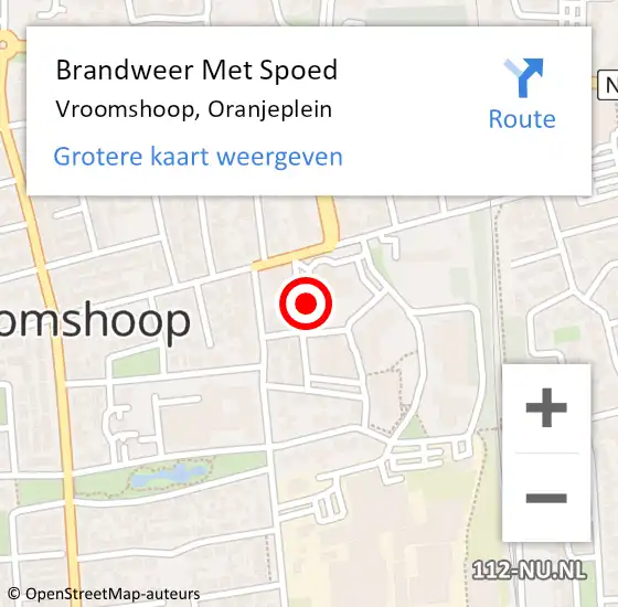 Locatie op kaart van de 112 melding: Brandweer Met Spoed Naar Vroomshoop, Oranjeplein op 8 april 2019 11:46