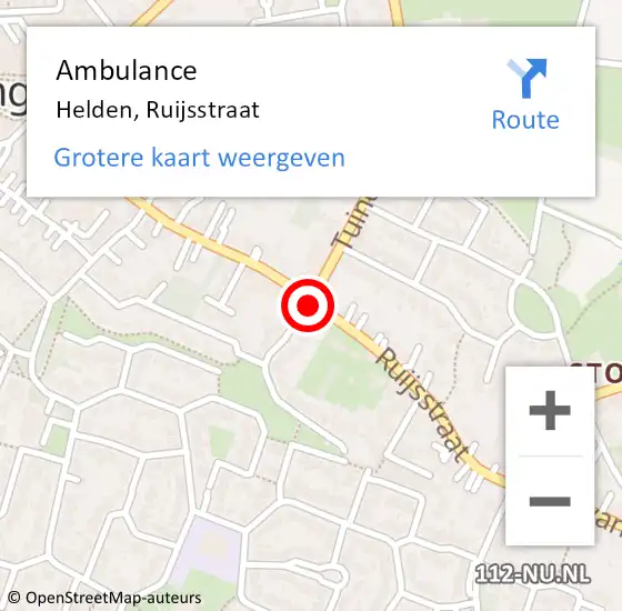 Locatie op kaart van de 112 melding: Ambulance Helden, Ruijsstraat op 8 april 2019 12:42