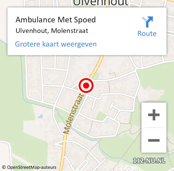 Locatie op kaart van de 112 melding: Ambulance Met Spoed Naar Ulvenhout, Molenstraat op 8 april 2019 13:25