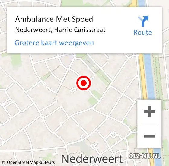 Locatie op kaart van de 112 melding: Ambulance Met Spoed Naar Nederweert, Harrie Carisstraat op 8 april 2019 13:36