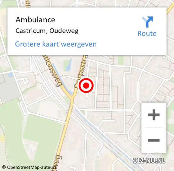 Locatie op kaart van de 112 melding: Ambulance Castricum, Oudeweg op 8 april 2019 13:37