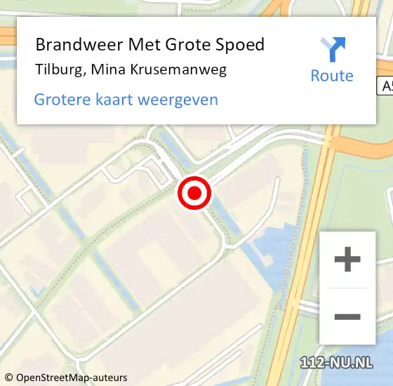 Locatie op kaart van de 112 melding: Brandweer Met Grote Spoed Naar Tilburg, Mina Krusemanweg op 8 april 2019 13:40