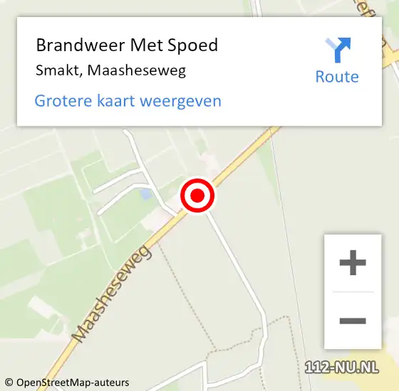 Locatie op kaart van de 112 melding: Brandweer Met Spoed Naar Smakt, Maasheseweg op 8 april 2019 13:51