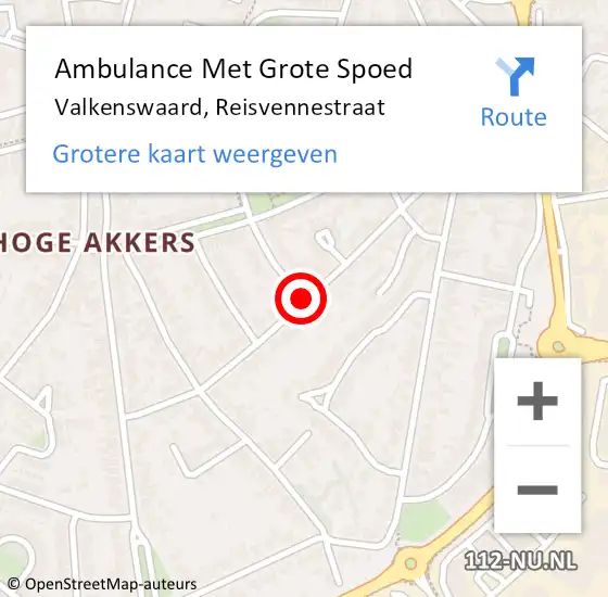 Locatie op kaart van de 112 melding: Ambulance Met Grote Spoed Naar Valkenswaard, Reisvennestraat op 8 april 2019 14:29