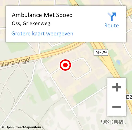 Locatie op kaart van de 112 melding: Ambulance Met Spoed Naar Oss, Griekenweg op 8 april 2019 14:35