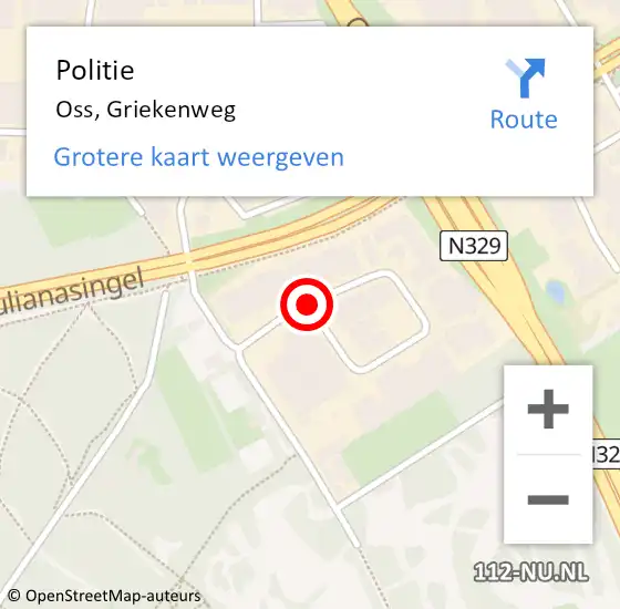 Locatie op kaart van de 112 melding: Politie Oss, Griekenweg op 8 april 2019 14:37