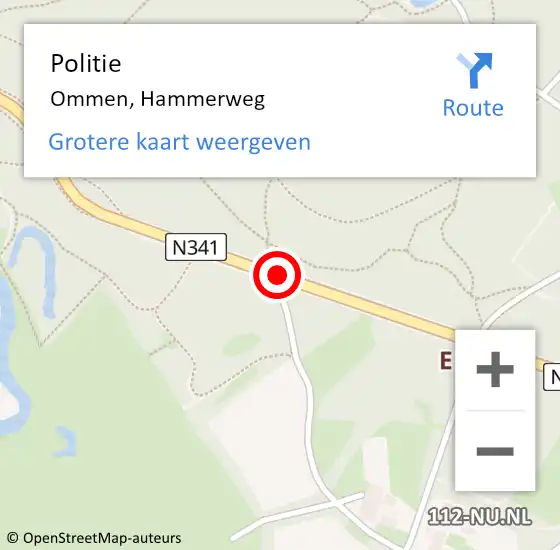 Locatie op kaart van de 112 melding: Politie Ommen, Hammerweg op 8 april 2019 15:05