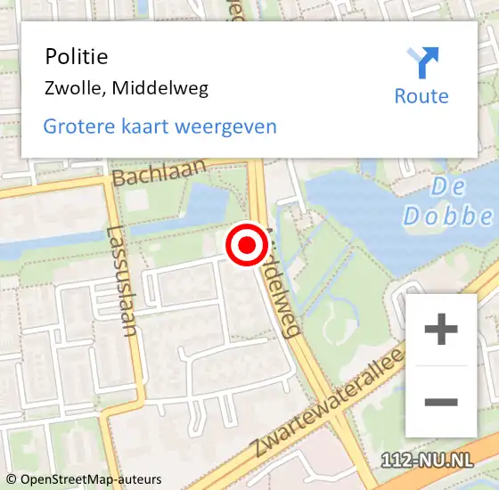 Locatie op kaart van de 112 melding: Politie Zwolle, Middelweg op 8 april 2019 15:14