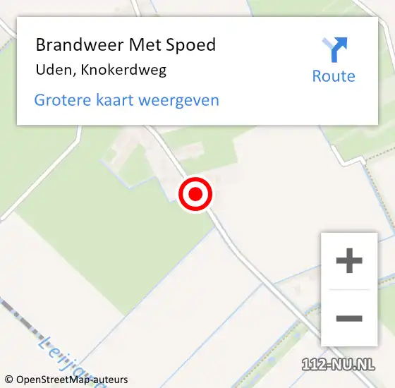 Locatie op kaart van de 112 melding: Brandweer Met Spoed Naar Uden, Knokerdweg op 8 april 2019 15:28