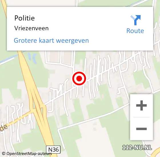 Locatie op kaart van de 112 melding: Politie Vriezenveen op 8 april 2019 16:07