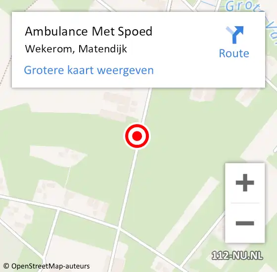 Locatie op kaart van de 112 melding: Ambulance Met Spoed Naar Wekerom, Matendijk op 8 april 2019 16:22